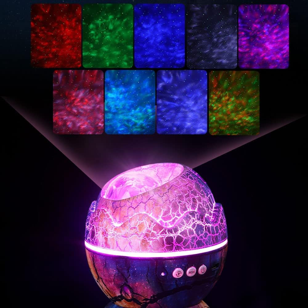 Dinoglow Egg Projector, Dinoglow 4 in 1 Northern Lights Projector, Night Lights, Dinosaur Egg Aurora Star Projector Night Light (White)