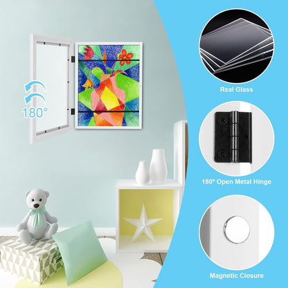 [2-Pack] Kids Art Frames, 8.5X11 Front Opening Kids Artwork Frames Changeable, White Artwork Display Storage Frame for Wall, Holds 50 Pcs, for 3D Picture, Crafts, Hanging Art, Portfolio